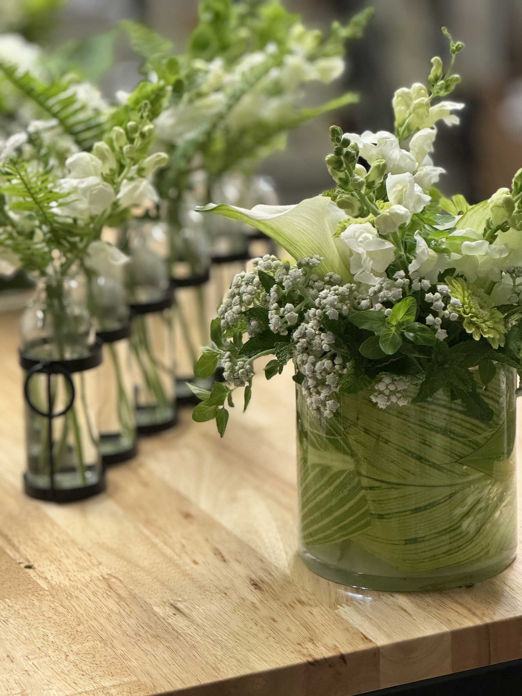 Green white flowers